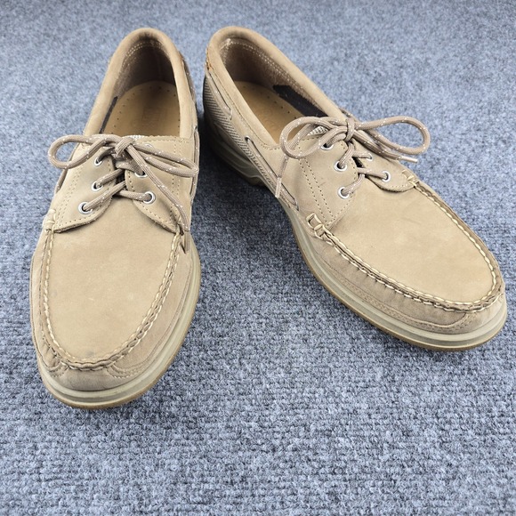 Sebago Docksides Men's Boat Shoes Size 12M Tan Leather Moc Toe Deck Casual - Picture 1 of 12